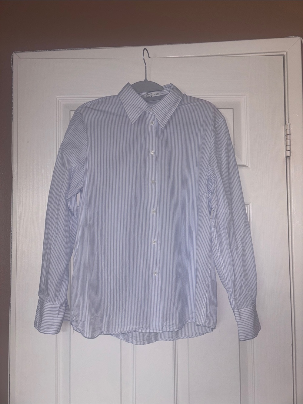 Mango Light Blue Striped Women's Button-Up Shirt
